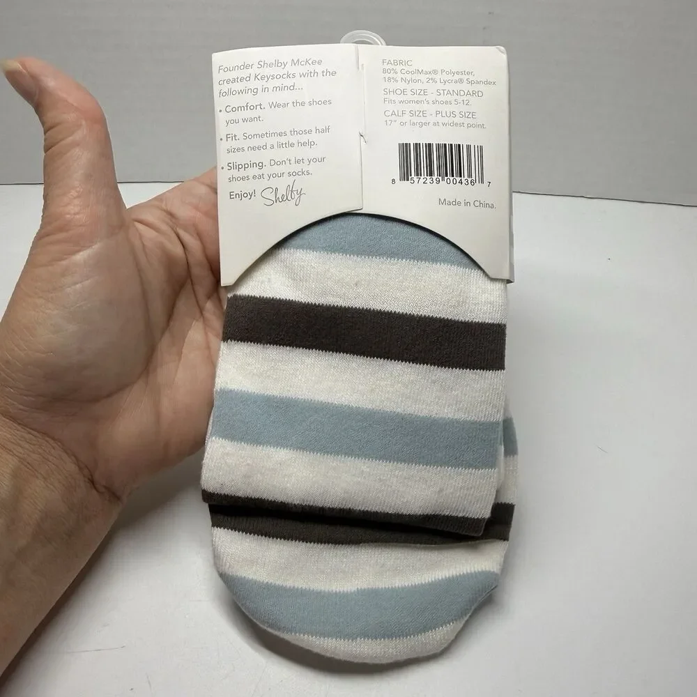 Keysocks Weekend Knee High No Sjow Socks In Stripes Plus Size New